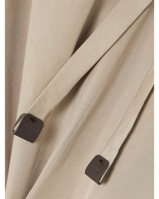 Max Mara Natural Leather-Trimmed Linen And Silk-Blend Shorts