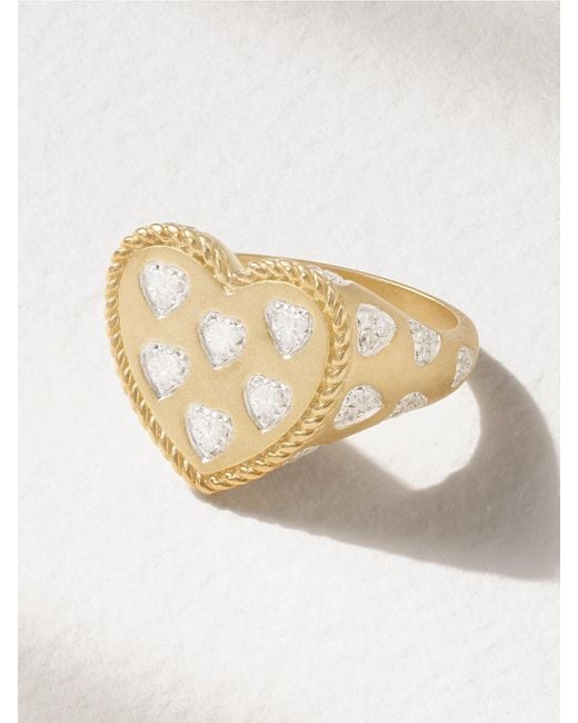 Yvonne Léon Natural 9-karat Gold Diamond Signet Ring