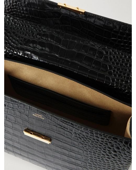 Totême Black Clip Croc-Effect Leather Shoulder Bag