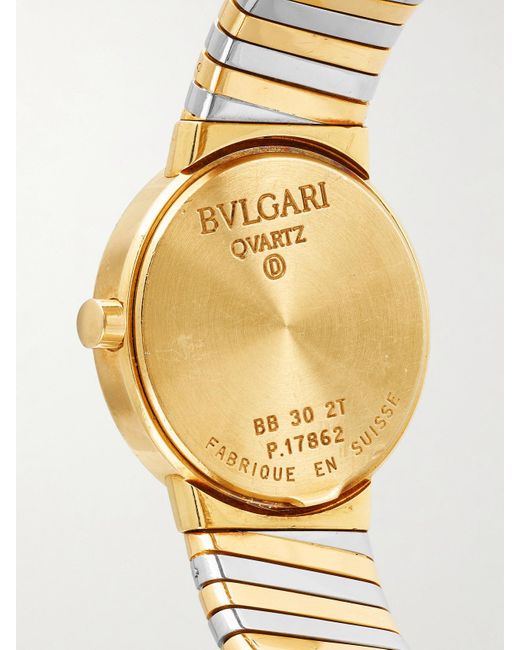 Stephanie Windsor Metallic Bvlgari Vintage Tubogas 1990S Automatic 30Mm 18-Karat And Watch