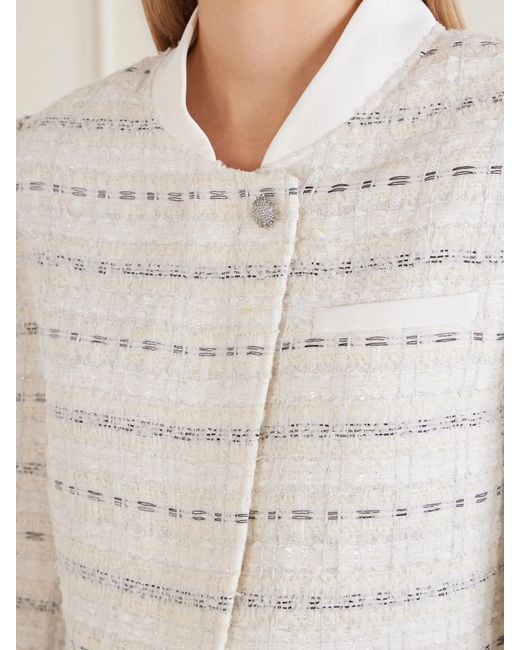 Self-Portrait Natural Cropped Metallic Bouclè Jacket