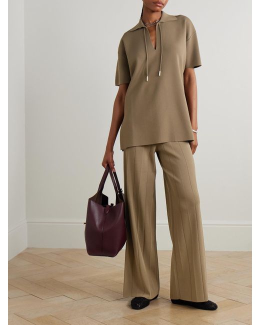 Max Mara Natural Lama Hose Aus Geripptem Jersey Mit Weitem Bein
