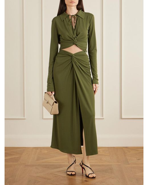 Violante Nessi Green Rebecca Satin Midi Skirt