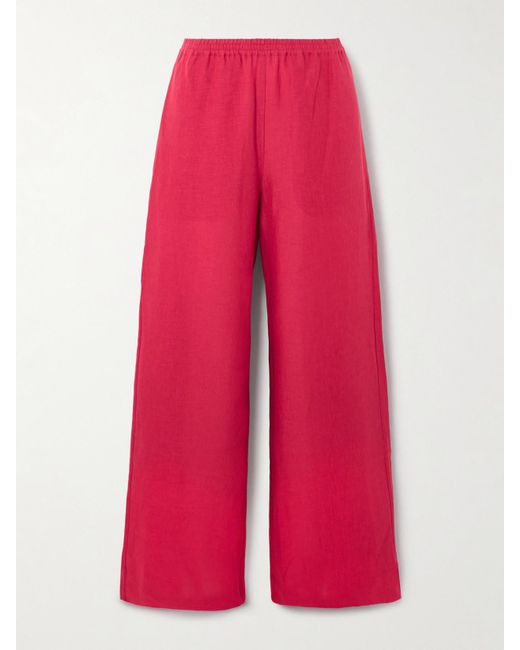 Eres Red L'Intemporel Select Linen Wide-Leg Pants