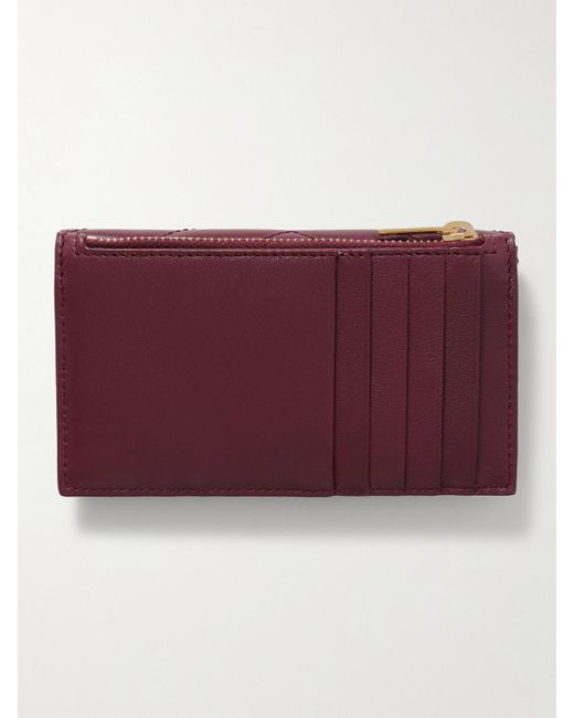 Saint Laurent Purple Cassandre Portemonnaie Aus Matelassé-Leder