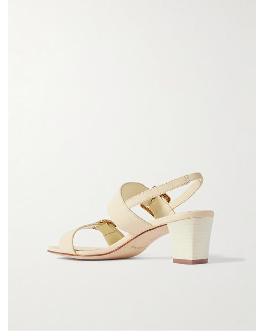 上品☆MANOLO BLAHNIK Thalitsli 50 leather slingback sandals Thalitsli 50 leather slingback sandals in white - Manolo