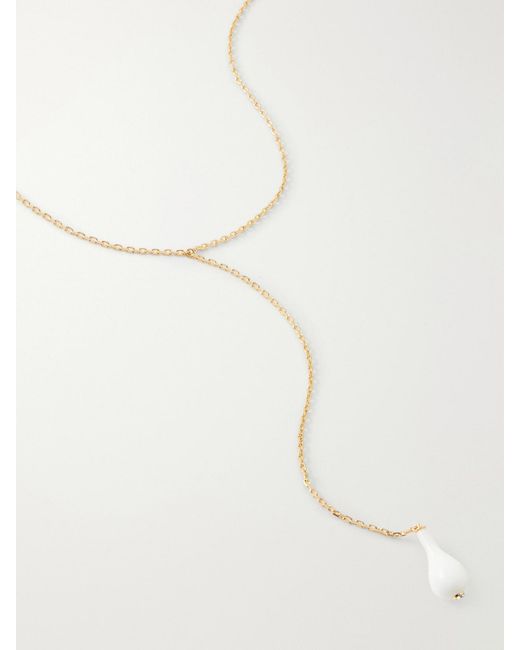 Totême White Drop Crystal-Embellished-Plated Necklace