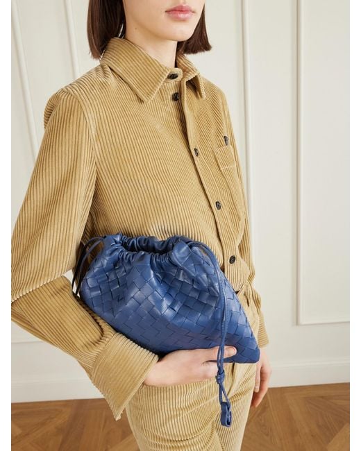 Bottega Veneta Blue Dustbag Intrecciato Leather Pouch