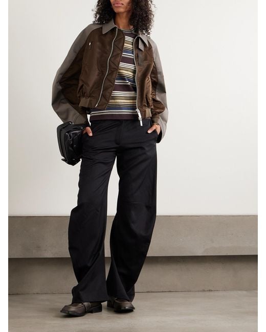 Sacai Brown Cotton-Canvas And Shell Bomber Jacket