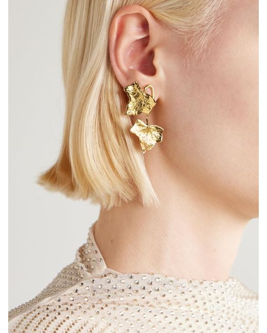 Oscar de la Renta Metallic Vines-Tone Earrings