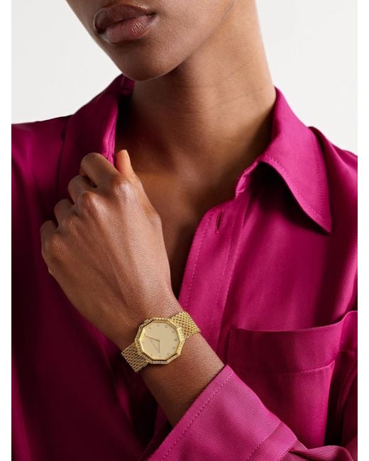 Stephanie Windsor Metallic Audemars Piguet Vintage Decagon 1980S Hand-Wound 34Mm 18-Karat And Diamond Watch, Ref. No. 11848