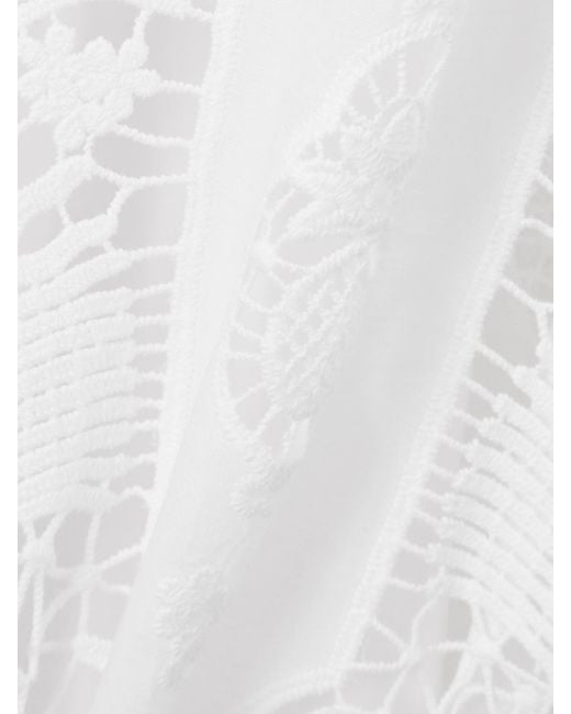 Miguelina White Alexia Midikleid Aus Besticktem Baumwoll-Voile Und Spitze Mit Bindegürtel