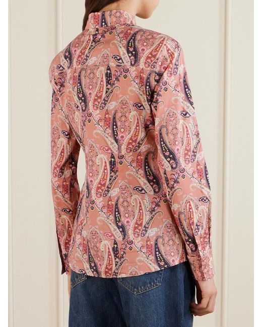 Etro Pink Paisley-Print Cotton-Blend Poplin Shirt