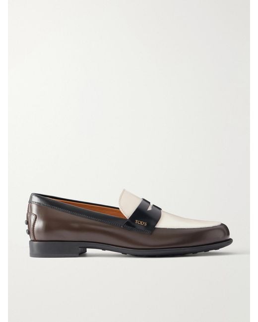 Tod's Black Logo-Embossed Leather Loafers
