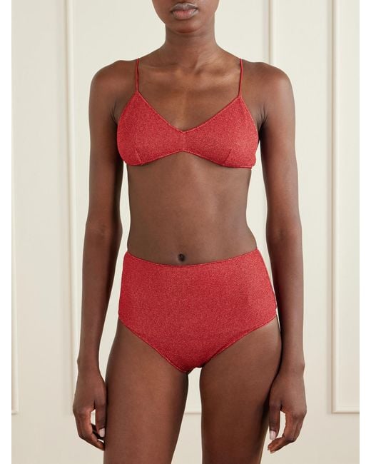 Oseree Red Lumière Metallic Lurex Bikini