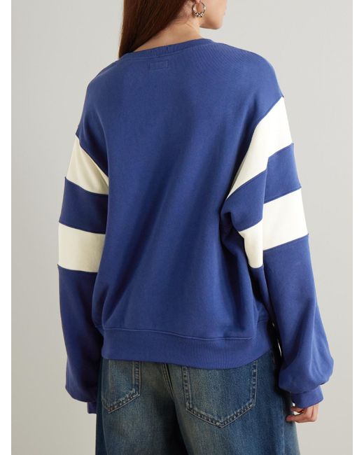 Mother Blue The Drop Square Inset Oversized Striped Cotton-Jersey Sweatshirt