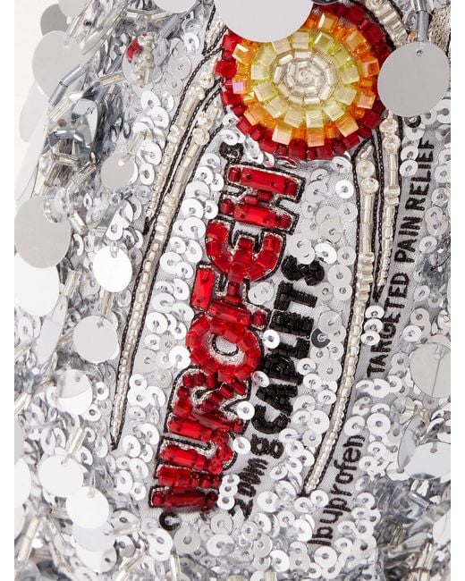 Anya Hindmarch White Nurofen Embellished Satin Mini Bag