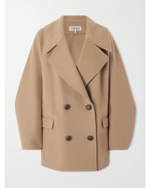 Loewe Natural Double-Breasted Wool Coat