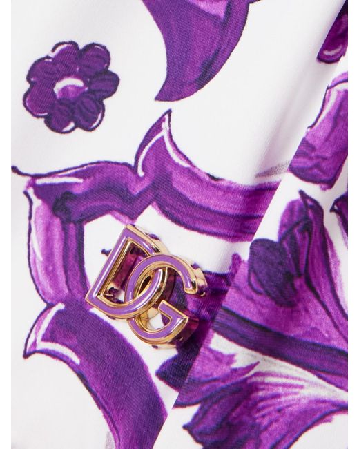 Dolce & Gabbana Purple Majolica Viola Badeanzug Mit Print