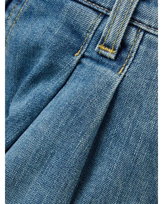 Nili Lotan Blue Julie Pleated Denim Shorts