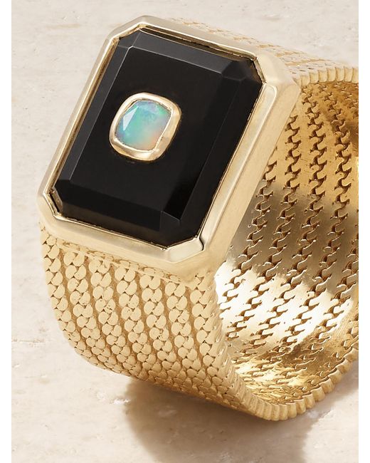 Pascale Monvoisin Natural Anton N°2 Ring Aus 9 Karat Mit Onyx Und Opal