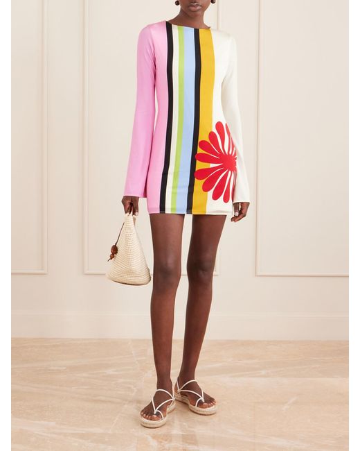 Cala De La Cruz Pink Maisha Printed Stretch-Jersey Mini Dress