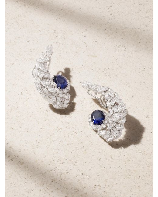 YEPREM Natural 18-Karat, Diamond And Sapphire Earrings