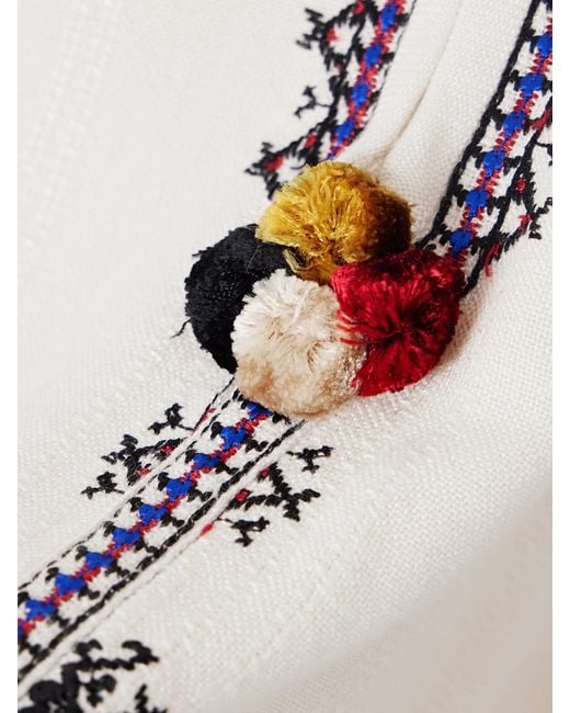 Isabel Marant Natural Kressy Embellished Embroidered Woven Tunic