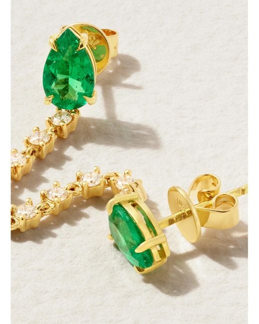 Anita Ko Metallic Loop 18-Karat, Emerald And Diamond Single Earring