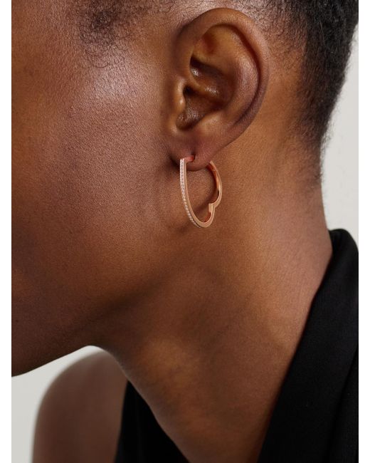 Repossi Natural Antifer Heart Large Einzelne Creole Aus 18 Karat Roségold Mit Diamanten