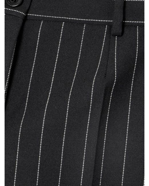 Dolce & Gabbana Black Pinstriped Wool Wide-Leg Pants
