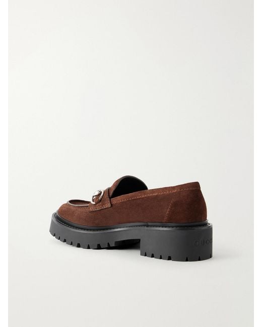 Gucci Brown Rhody Horsebit-Detailed Suede Loafers