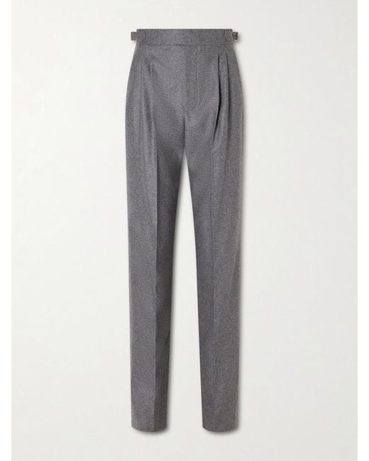 Loro Piana Gray Malik Pleated Wool And Cashmere-Blend Straight-Leg Pants