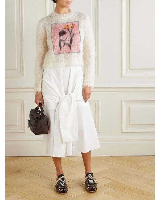 Marni Pink Intarsia-Knit Mohair-Blend Sweater