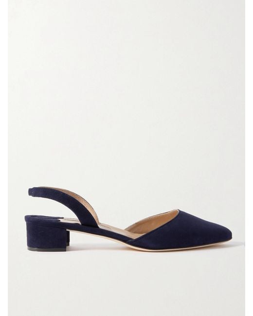 Escarpins À Bouts Pointus Et À Brides Arrière En Daim Aspro 30 Manolo Blahnik en coloris Blue