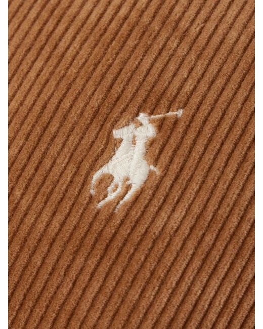 Polo Ralph Lauren Brown Embroidered Quilted Cotton-Blend Corduroy Down Jacket