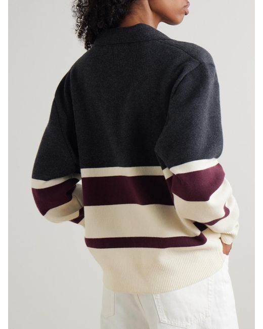 Rohe Black Oversized Striped Wool And Cashmere-Blend Polo Sweater