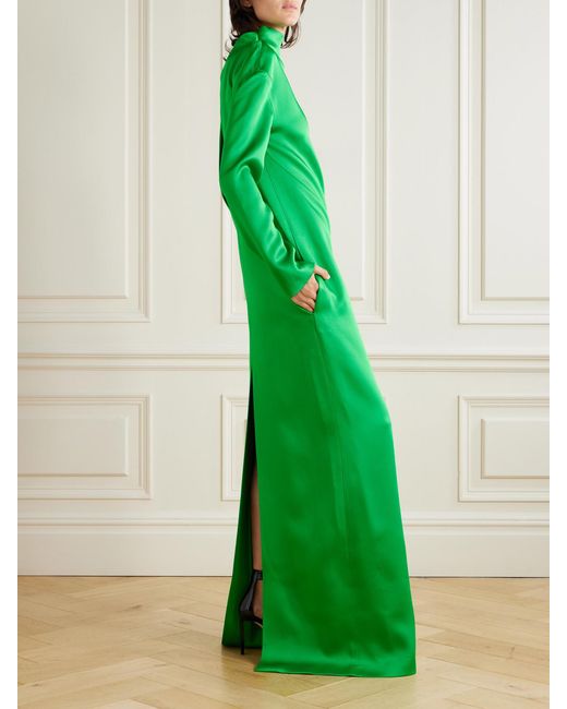 Tom Ford Green Oversized Open-Back Satin-Crepe Gown