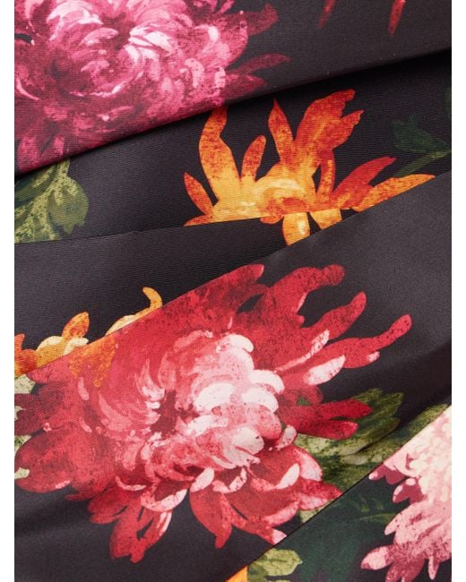 Carolina Herrera White Midikleid Aus Faille Mit Blumenprint Und Falten