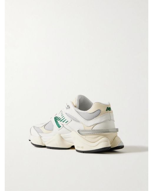 New Balance White 9060 Sneakers Aus Strukturiertem Leder Und Mesh Mit Gummibesätzen