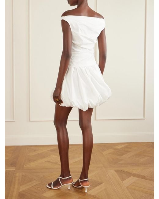 Jonathan Simkhai White Salina Ruched Cotton-Blend Poplin Mini Dress