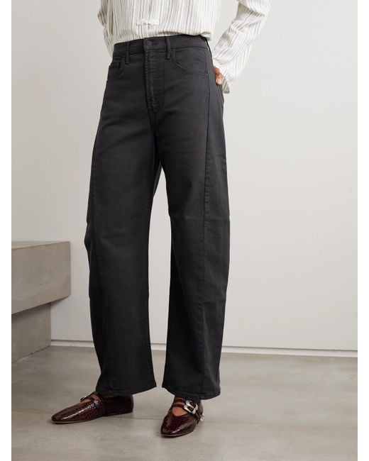 Mother Black The Half Pipe Flood High-Rise Tapered Jeans