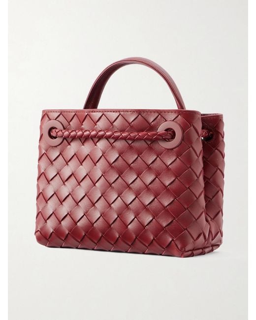Bottega Veneta Red Mini Andiamo Intrecciato Leather Tote