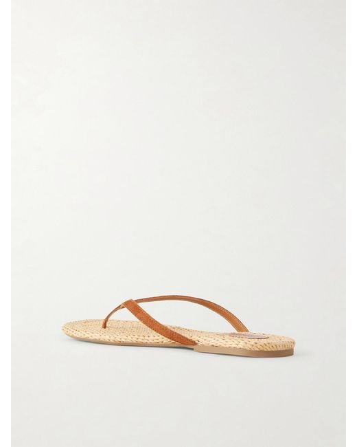 Staud Brown Freja Suede Flip Flops