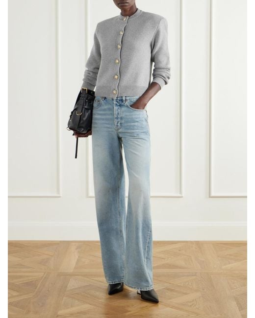 Balmain Gray Merino Wool And Cashmere-Blend Cardigan
