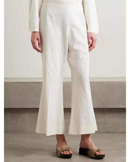 Khaite White Walter Cotton-Canvas Flared Pants
