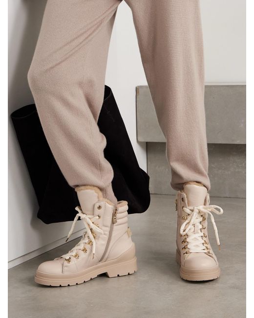 Bogner Natural St. Moritz 14 Shearling-Lined Leather Ankle Boots