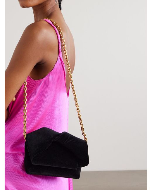 J.W. Anderson Black Twister Small Velvet Tote