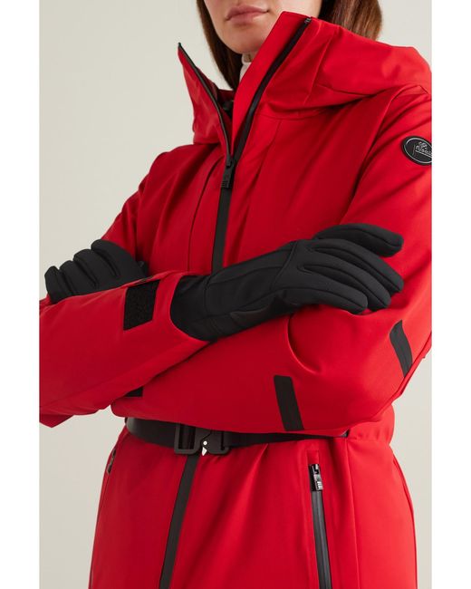 Fusalp Black Glacier Softshell And Leather Ski Gloves