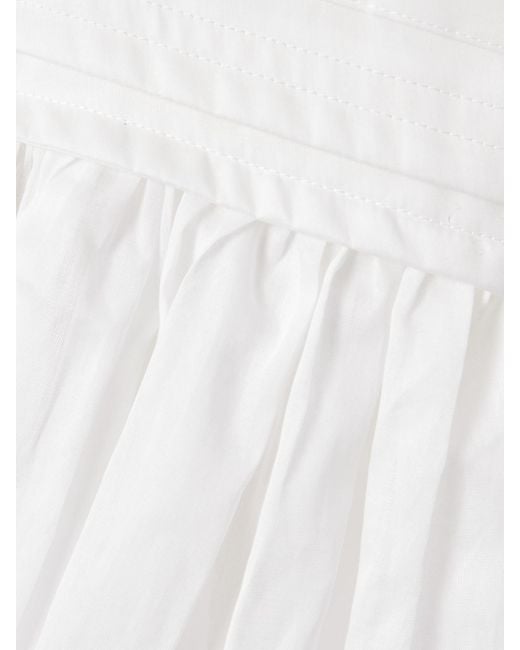 Robe Midi En Popeline De Coton À Fronces Jil Sander en coloris White